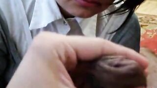 Brunette Amateur Gives a Blowjob