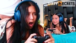 WHILE I PLAY VIDEO GAMES, MY STEPBROTHER FUCKS ME