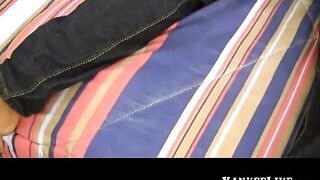 Ebony Amateur Gives a Blowjob and Handjob to a Lucky White Cock