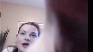 Redhead Teen Plays with Glass Dildo on Webcam