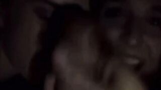 2 Stepsisters Suck Cock in a Theater - Amateur POV Blowjob