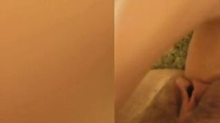 Solo brunette squirts with her huge dildo -2