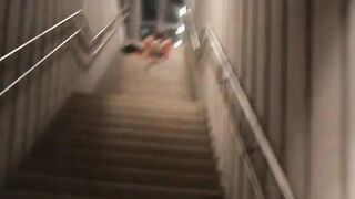 German Amateur Flashes and Pees in a Train Station