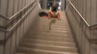 German Amateur Flashes and Pees in a Train Station