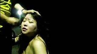 Chubby Asian MILF Gets Facial Outdoors