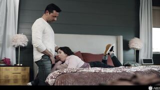 Stepdaughter Freeze Fucked - 18 Year Old Chubby Leana Lovings Gets Cum In Mouth From Stepdad