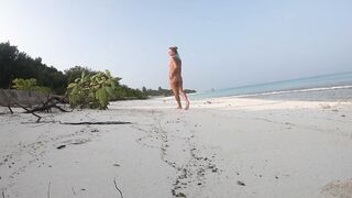 Blonde Solo Female's Nudist Walk on the Beach