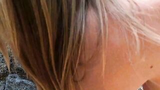 Blonde Babe Fucked Outdoors by an Older Man