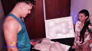 hot stepdaughter gives birthday tantaly doll to fuck handsome stepdad DILF