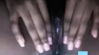 Busty black girl masturbates on webcam
