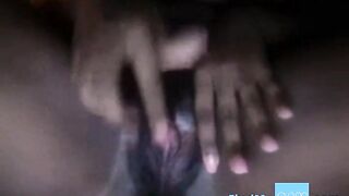 Busty black girl masturbates on webcam
