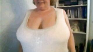 Big Beautiful Mature Nancy Plays with Her Big Tits on Webcam