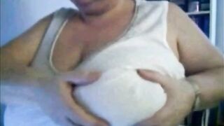 Big Beautiful Mature Nancy Plays with Her Big Tits on Webcam