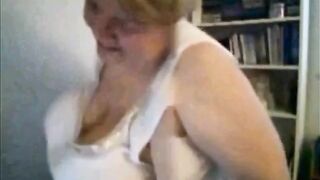 Big Beautiful Mature Nancy Plays with Her Big Tits on Webcam