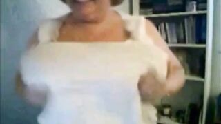 Big Beautiful Mature Nancy Plays with Her Big Tits on Webcam