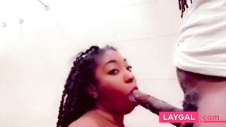 Truck Stop Blowjob - She Takes My Big Cock in the Bathroom