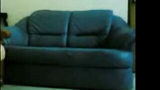 Amateur Asian Couple on a Blue Sofa