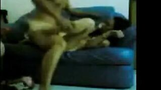 Amateur Asian Couple on a Blue Sofa