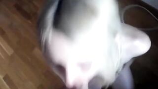 Skinny Blonde Amateur Sucks and Facial on Webcam