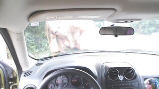 Blonde Milf Seduces Driver, Masturbating in Public -2