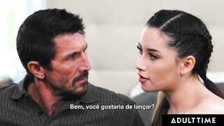 ADULT TIME - Stepdad SPANKS & FUCKS STEPDAUGHTER Aria Lee For Masturbating! PORTUGUESE SUBTITLES