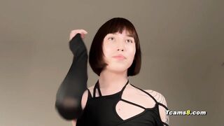 Horny sissy trap jerks and teases her cock