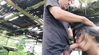 Perverted old man fucks his beautiful, big-assed, big-titted stepdaughter in the countryside