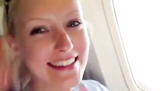 Blonder Blowjob im Flugzeug - Französisch-Deutsche Amateur-Gesichtsbehandlu
