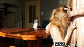 Redhead Babe Sucks My Big Cock in the Morning!