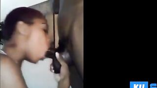 Ebony Amateur Gives Sloppy Deep-Throat Blowjob