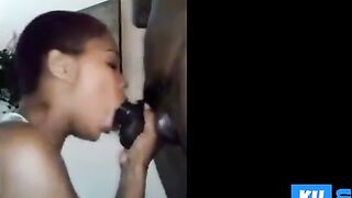 Ebony Amateur Gives Sloppy Deep-Throat Blowjob