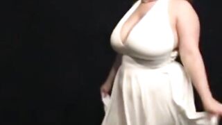 Big-Titted BBW Strips Out of Her White Dress -2