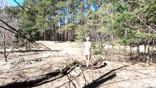 Naked Teen Walks in Spring Forest