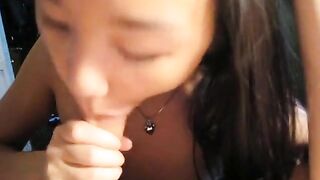 Pretty Asian Amateur Enthusiastically Blows her Man -2