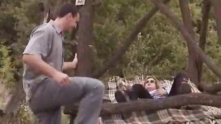 Redhead with Big Naturals Gets Fucked Outdoors and CIM