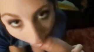 Facial Amateur Tattooed Babe in POV Blowjob Video
