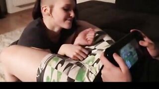 Big-Tit Gothic GF Cheats with BBC While Gaming
