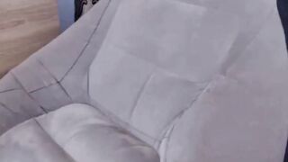 Sexy Return in a Dress, Amateur Shows Big Tits & Pussy with Vibrator