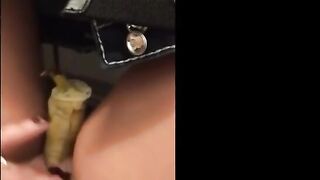 Public Masturbation on a Plane with a Banana by an Amateur Girl