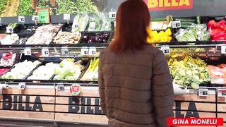 STEPMOM FUCKS PUSSY WITH A BIG ZUCCHINI IN CAR FRONT OF STEPSON