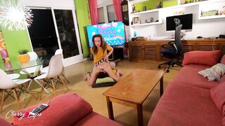 My gamer stepsister catches me filming her pussy while she plays fall guys - Cherry Lips 4k
