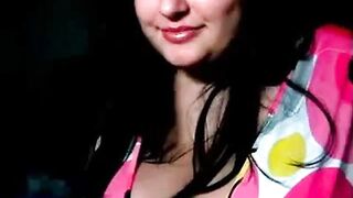 Big-Titted Brunette Doughnut on Webcam