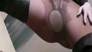 Squirting Through Pantyhose on Webcam