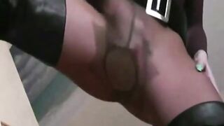 Squirting Through Pantyhose on Webcam