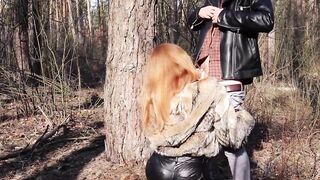 Risky Outdoor Blowjob by a Redhead Teen on a Big Cock in the Forest -2
