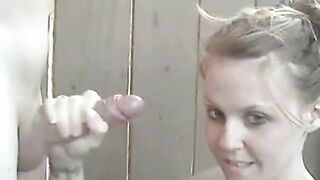 Old Man's Cum Covers Young Girl's Face