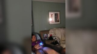 Hot guy masturbating explodes on roommates body thick thighs while she plays games in her panties