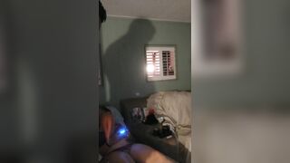 Hot guy masturbating explodes on roommates body thick thighs while she plays games in her panties