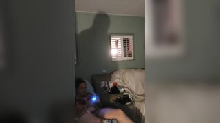 Hot guy masturbating explodes on roommates body thick thighs while she plays games in her panties