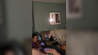 Hot guy masturbating explodes on roommates body thick thighs while she plays games in her panties